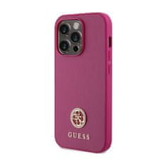 Guess Kovinski logotip Guess 4G Strass - Ohišje za iPhone 15 Pro (roza)