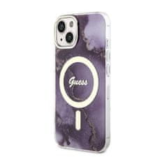 Guess Guess Golden Marble MagSafe - ohišje za iPhone 14 (vijolična)