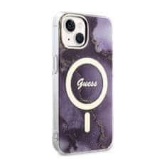 Guess Guess Golden Marble MagSafe - ohišje za iPhone 14 (vijolična)