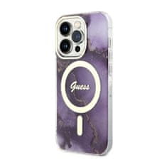 Guess Guess Golden Marble MagSafe - ohišje za iPhone 14 Pro (vijolično)