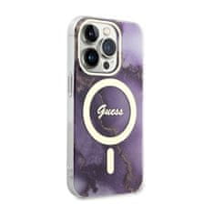 Guess Guess Golden Marble MagSafe - ohišje za iPhone 14 Pro (vijolično)