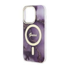 Guess Guess Golden Marble MagSafe - ohišje za iPhone 14 Pro (vijolično)