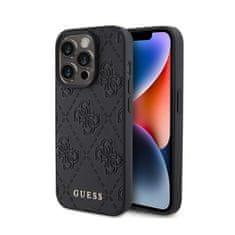 Guess Guess usnje 4G z žigom - Ohišje za iPhone 15 Pro (črno)