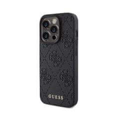 Guess Guess usnje 4G z žigom - Ohišje za iPhone 15 Pro (črno)