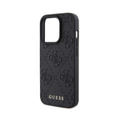 Guess Guess usnje 4G z žigom - Ohišje za iPhone 15 Pro (črno)