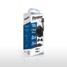 Energizer Energizer Ultimate - Multiplug EU / UK / US GaN USB-C 20W PD omrežni polnilec + kabel USB-C (črn)