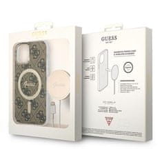 Guess Guess Bundle Pack MagSafe 4G - MagSafe etui za iPhone 12 / iPhone 12 Pro + komplet polnilnika (rjava/zlata)