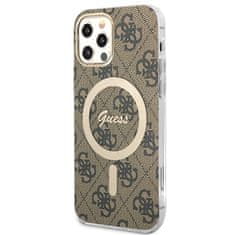 Guess Guess Bundle Pack MagSafe 4G - MagSafe etui za iPhone 12 / iPhone 12 Pro + komplet polnilnika (rjava/zlata)