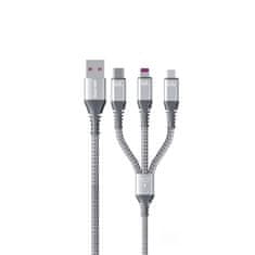 Wekome WEKOME WDC-170 Raython Series - 3-v-1 USB-A na USB-C + Lightning + Micro USB za hitro polnjenje PD priključni kabel 1,2 m (srebrn)