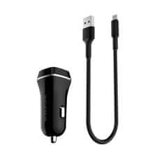 Borofone Borofone - avtomobilski polnilec 2x USB Lightning kabel, vključen, črn