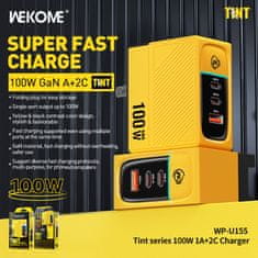 Wekome WEKOME WP-U155 Tint Series - Super hitri polnilec 2x USB-C in USB-A GaN 100W (rumena)