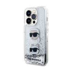 Karl Lagerfeld Karl Lagerfeld Liquid Glitter Karl & Choupette Heads - Etui iPhone 14 Pro (srebrny)