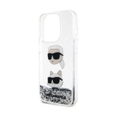 Karl Lagerfeld Karl Lagerfeld Liquid Glitter Karl & Choupette Heads - Etui iPhone 14 Pro (srebrny)