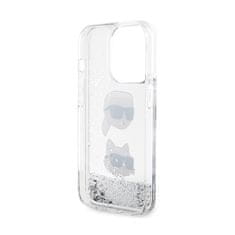 Karl Lagerfeld Karl Lagerfeld Liquid Glitter Karl & Choupette Heads - Etui iPhone 14 Pro (srebrny)