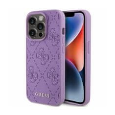 Guess Guess usnje 4G z žigom - Ohišje za iPhone 15 Pro Max (vijolično)