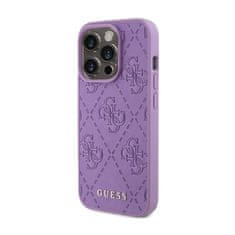 Guess Guess usnje 4G z žigom - Ohišje za iPhone 15 Pro Max (vijolično)