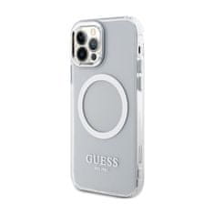 Guess Guess kovinski obrisi MagSafe - ohišje za iPhone 12 / iPhone 12 Pro (prozorno / srebrno)