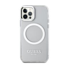 Guess Guess kovinski obrisi MagSafe - ohišje za iPhone 12 / iPhone 12 Pro (prozorno / srebrno)