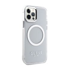 Guess Guess kovinski obrisi MagSafe - ohišje za iPhone 12 / iPhone 12 Pro (prozorno / srebrno)