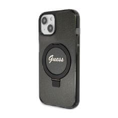 Guess Guess Ring Stand Script Glitter MagSafe - ohišje za iPhone 15 Plus (črno)