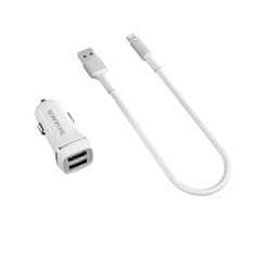 Borofone Borofone - avtomobilski polnilec 2x USB Lightning kabel, bel