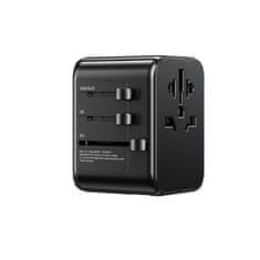 Wekome WEKOME WP-U03 Pop Digital Series - EU / UK / US / AU potovalni polnilec / adapter + 3x USB-C in 2x USB-A 30W (črna)