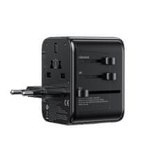 Wekome WEKOME WP-U03 Pop Digital Series - EU / UK / US / AU potovalni polnilec / adapter + 3x USB-C in 2x USB-A 30W (črna)