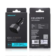 Nillkin Nillkin Celerity avtomobilski polnilnik - Avtomobilski polnilnik 2x USB + USB-C, 32 W (zlati)