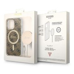 Guess Guess Bundle Pack MagSafe 4G - MagSafe etui za iPhone 13 Pro Max + komplet polnilnika (rjava/zlata)