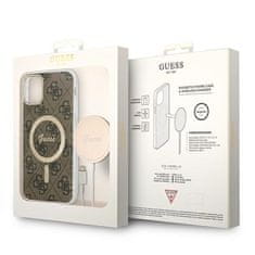 Guess Guess Bundle Pack MagSafe 4G - MagSafe etui za iPhone 11 + komplet polnilnika (rjava/zlata)