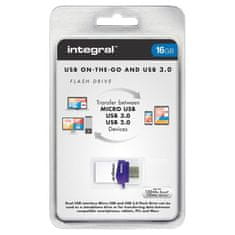 Integral Integral Micro Fusion Flash Drive - dvojni USB 3.0 in micro USB OTG 16 GB Flash Drive