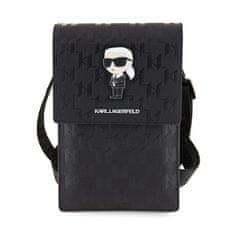 Karl Lagerfeld Karl Lagerfeld Saffiano Monogram Iconic - Crossbody torbica za telefon (črna)