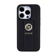 Guess Guess Grip Stand 4G Saffiano Strass Logo - Ohišje za iPhone 15 Pro (črno)