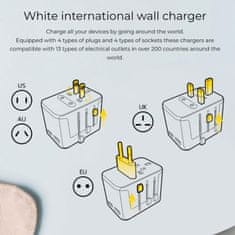 Energizer Energizer Ultimate - EU / US / AU / UK polnilec / potovalni adapter + 2x USB-A in USB-C s certifikatom MFi (bela)