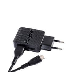 Energizer Energizer HardCase - Kompaktni omrežni polnilnik 2x USB-A + USB-C in kabel Micro USB (črn) doživljenjska garancija