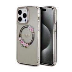 Guess Guess IML Flowers Wreath MagSafe - ohišje za iPhone 15 Pro Max (črno)