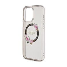 Guess Guess IML Flowers Wreath MagSafe - ohišje za iPhone 15 Pro Max (črno)