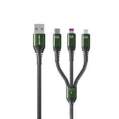 Wekome WEKOME WDC-170 Raython Series - 3-v-1 USB-A na USB-C + Lightning + Micro USB za hitro polnjenje PD priključni kabel 1,2 m (črn)