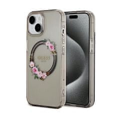 Guess Guess IML Flowers Wreath MagSafe - ohišje za iPhone 15 (črno)