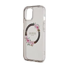 Guess Guess IML Flowers Wreath MagSafe - ohišje za iPhone 15 (črno)