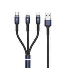 Wekome WEKOME WDC-119 Fython Series - 3-v-1 priključni kabel USB-A na Lightning + USB-C + Micro USB PD 1,2 m (črn)