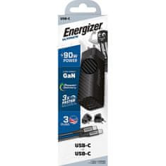 Energizer Energizer Ultimate - Multiplug EU / UK / US GaN USB-C &amp; USB-A 90W PD omrežni polnilnik + kabel USB-C (črn)