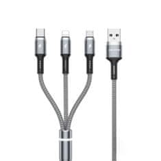 Wekome WEKOME WDC-119 Fython Series - 3-v-1 priključni kabel USB-A na Lightning + USB-C + Micro USB PD 1,2 m (srebrn)