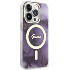 Guess Guess Golden Marble MagSafe - ohišje za iPhone 14 Pro Max (vijolično)