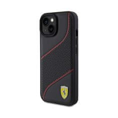 Ferrari Ferrari Perforiran kovinski logotip Waves - ohišje za iPhone 15 (črno)