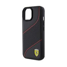 Ferrari Ferrari Perforiran kovinski logotip Waves - ohišje za iPhone 15 (črno)