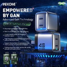 Wekome WEKOME WP-U02 Mecha Series - Polnilec 2x USB-C Super hitri polnilec GaN 40W (srebrn)