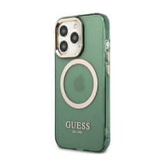 Guess Ohišje Guess Gold Outline Translucent MagSafe - iPhone 13 Pro (zeleno)