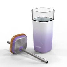 NEW Quokka Liquid Cube - Stekleni vrč 540 ml s slamico iz nerjavečega jekla (Lilac Gradient)