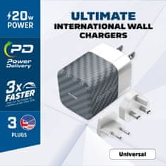 Energizer Energizer Ultimate - Multiplug EU / UK / US GaN USB-C 20W PD omrežni polnilec (srebrn)